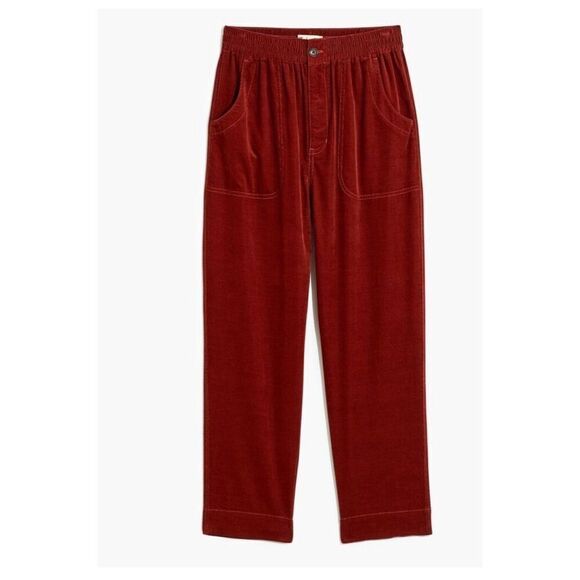 Madewell Women’s Rusted Burgundy Corduroy Tapered Huston Pull-On Crop Pants - Picture 10 of 11